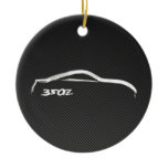 350Z White Silhouette with Faux Carbon FIber Christmas Ornaments