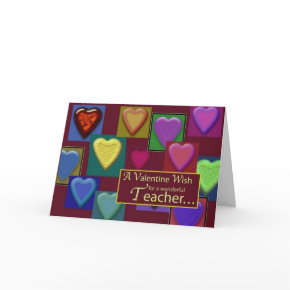 3545 Valentine Block of Hearts Teacher card