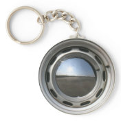 356 Steel Wheel with Reflecting Chrome Hubcap Keychains