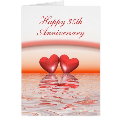 35th Anniversary Coral Hearts Card Zazzle 7292