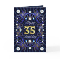 35th birthday card with masses of jewels