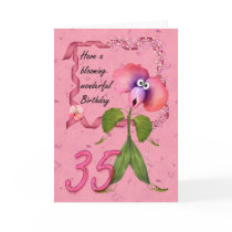 35th Birthday Card with Moonies cute bloomers,
