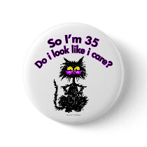 35th Birthday Cat Gifts Pin