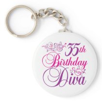 35th Birthday Diva Key Chain