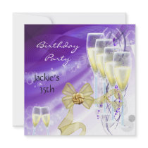35th Birthday Party Elegant Purple Gold Custom Invites