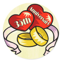 35th Wedding Anniversary Gifts Round Stickers