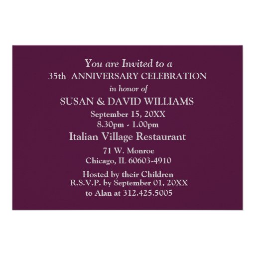 35th Wedding Anniversary Party Invitations
