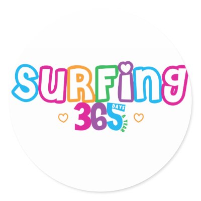 365 Surfing Round Stickers by truetomboy