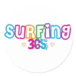 365 Surfing Round Stickers