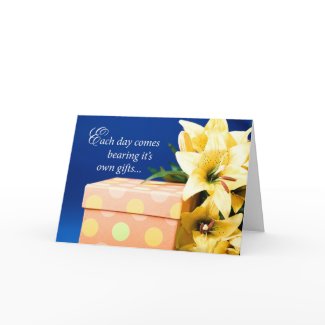 3753 Birthday Box Lily, Flowers card