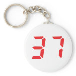 37 thirty-seven red alarm clock digital number key chain