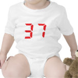37 thirty-seven red alarm clock digital number romper