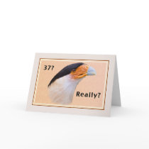 37th Birthday Card with Crested Caracara