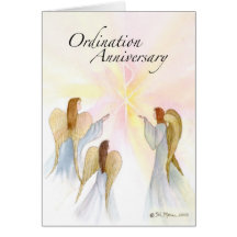 3849 Ordination Anniversary with Angels Greeting Cards