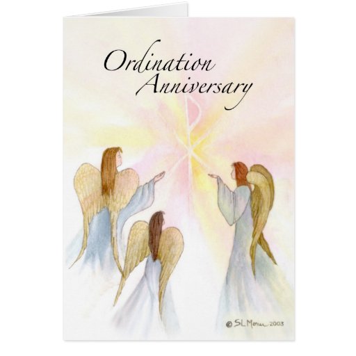 3849 Ordination Anniversary with Angels Greeting Cards