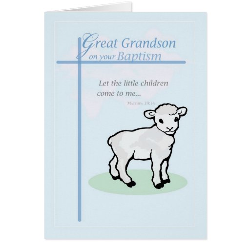 3875 Great Grandson Baptism Boy Lamb Card | Zazzle