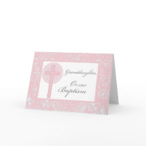 3880 Baptism Granddaughter Pink Lace Greeting Card