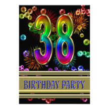 38th Birthday party Invitation with bubbles