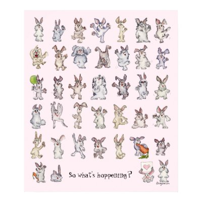 39 Cute Cartoon Rabbits Decor Nursery Poster Pink by zooogle