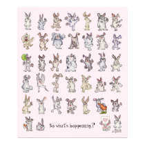 39 Cute Cartoon Rabbits Decor Nursery Poster Pink posters