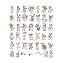 39 Cute Cartoon Rabbits Decor Nursery Poster Print