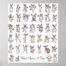 39 Cute Cartoon Rabbits Decor Nursery Poster Print