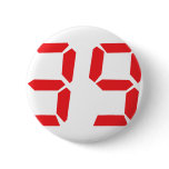 39 thirty-nine red alarm clock digital number pinback buttons