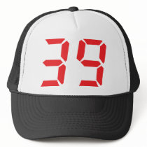 39 thirty-nine red alarm clock digital number mesh hats