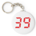 39 thirty-nine red alarm clock digital number key chain