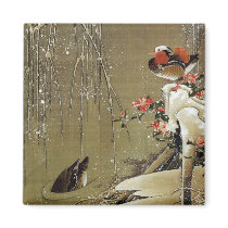 3. 雪中鴛鴦図, 若冲 Mandarin Duck in The Snow, Jakuchū Refrigerator Magnet
