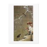 3. 雪中鴛鴦図, 若冲 Mandarin Duck in The Snow, Jakuchū Post Cards