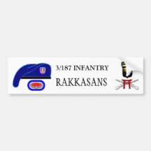 3/187th INFANTRY Bumper Sticker with Blue Beret