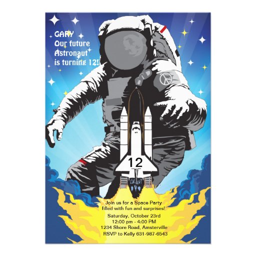 3-2-1 Takeoff Space Birthday Party Invitation