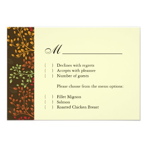 3.5 x 5 - Fall Wedding Reply Cards Invites