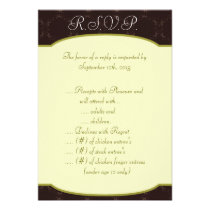 3.5 x 5 Pocket Fold R.S.V.P Light/Olive Green Chan Personalized Invite