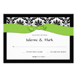 3.5x5 Black White Damask Lime Green RSVP Custom Invites