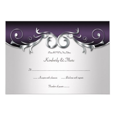 3.5x5 Elegant Purple Silver Black RSVP Custom Invitation
