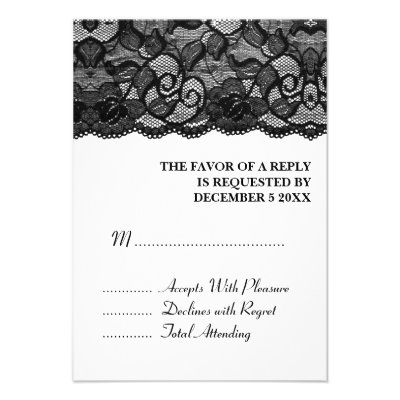 3.5x5 Elegant Wedding RSVP Vintage Black Lace Personalized Invitations