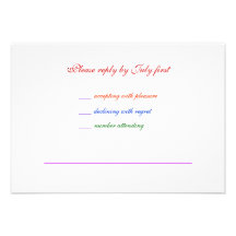 3.5x5 Gay Wedding Rainbow LGBT Pride RSVP Basic Custom Invite