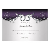 3.5x5 Ornate Purple Silver Black RSVP Custom Invitation