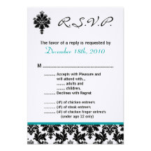 3.5x5 Pocketfold R.S.V.P. Card Black Teal Damak
