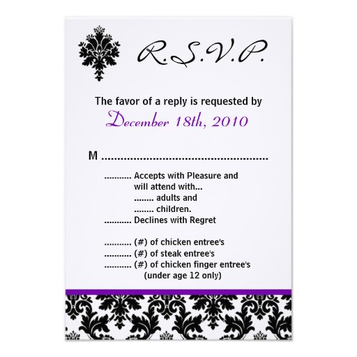 3.5x5 R.S.V.P. Card Black Purple Damak