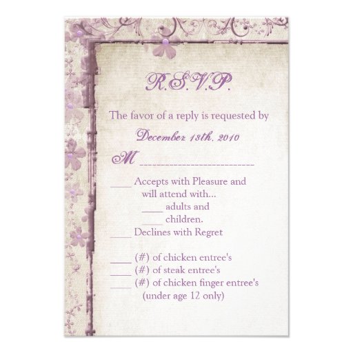 3.5x5 R.S.V.P. Card Purple Spring Floral