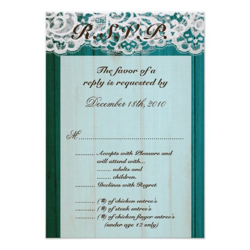 3.5x5 R.S.V.P. Card Teal Wood