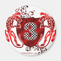 3 auto racing number tigers magnets