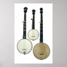 postcard - Beautiful vintage banjos. Dobson, S.S. Stewart and Cole's. Classics from the classic makers. See all the Retro Banjo designs for the best in Old Time Vintage Banjo Art.