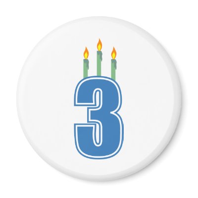 3 Birthday Candles (Blue / Green) Fridge Magnet by LushLaundry