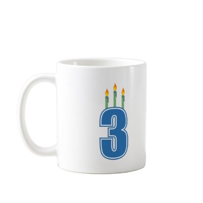 3 Birthday Candles (Blue / Green) Mugs by LushLaundry
