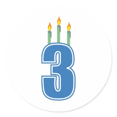 3 Birthday Candles (Blue / Green) Round Sticker by LushLaundry