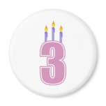 3 Birthday Candles (Pink / Purple) magnets